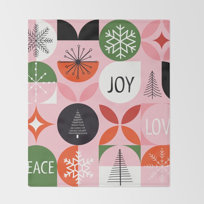 Mid Century Modern Christmas Shapes  Throw Blanket Gallery Image 2