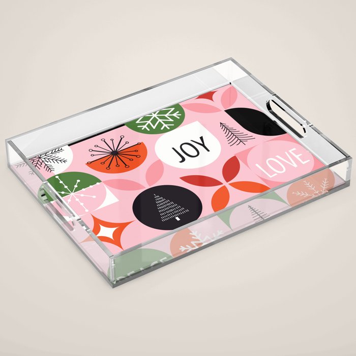 Mid Century Modern Christmas Shapes  Acrylic Tray Gallery Image 1