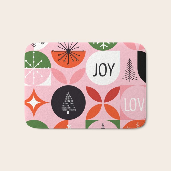 Mid Century Modern Christmas Shapes  Bath Mat Gallery Image 1