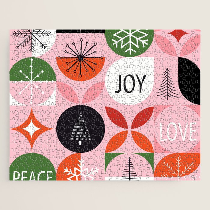 Mid Century Modern Christmas Shapes  Jigsaw Puzzle Gallery Image 1