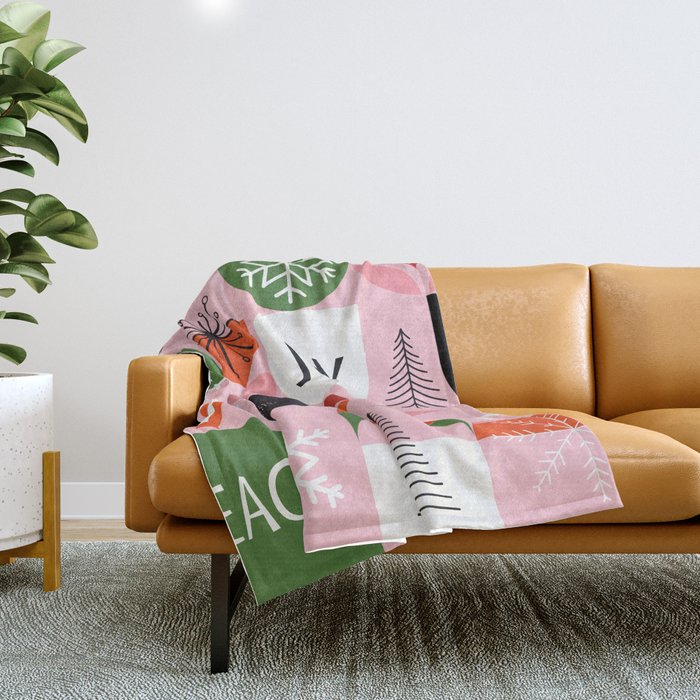 Mid Century Modern Christmas Shapes  Throw Blanket Gallery Image 1
