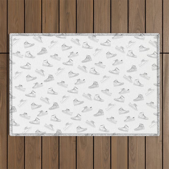 sneaker shoe pattern - retro sneaker illustration design Outdoor Rug Gallery Image 1