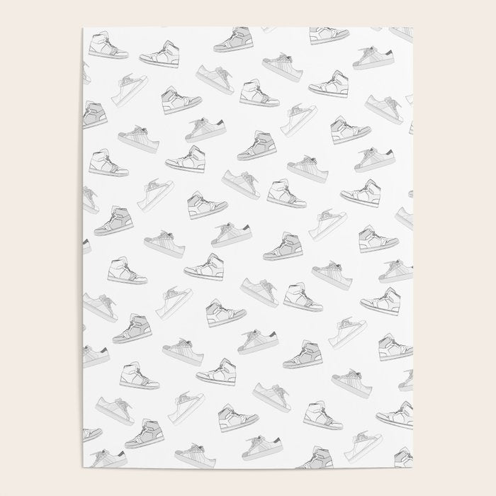 sneaker shoe pattern - retro sneaker illustration design Poster Gallery Image 4