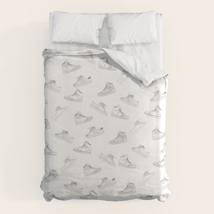 sneaker shoe pattern - retro sneaker illustration design Duvet Cover Gallery Image 1