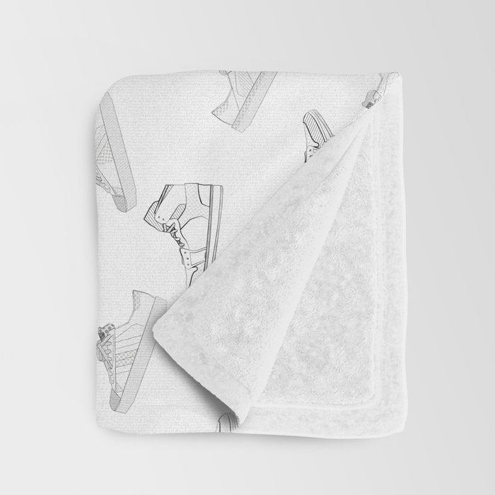 sneaker shoe pattern - retro sneaker illustration design Throw Blanket Gallery Image 3