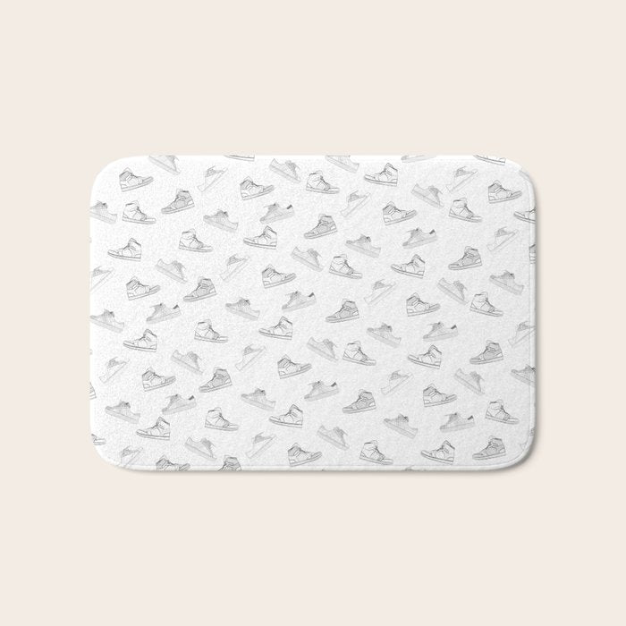 sneaker shoe pattern - retro sneaker illustration design Bath Mat Gallery Image 1