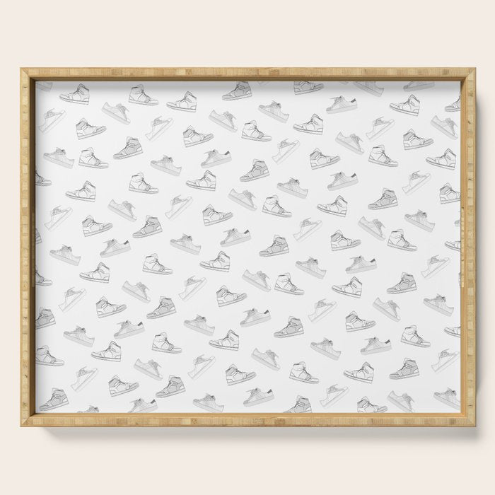 sneaker shoe pattern - retro sneaker illustration design Serving Tray Gallery Image 1