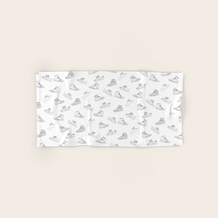 sneaker shoe pattern - retro sneaker illustration design Bath Towel Gallery Image 1