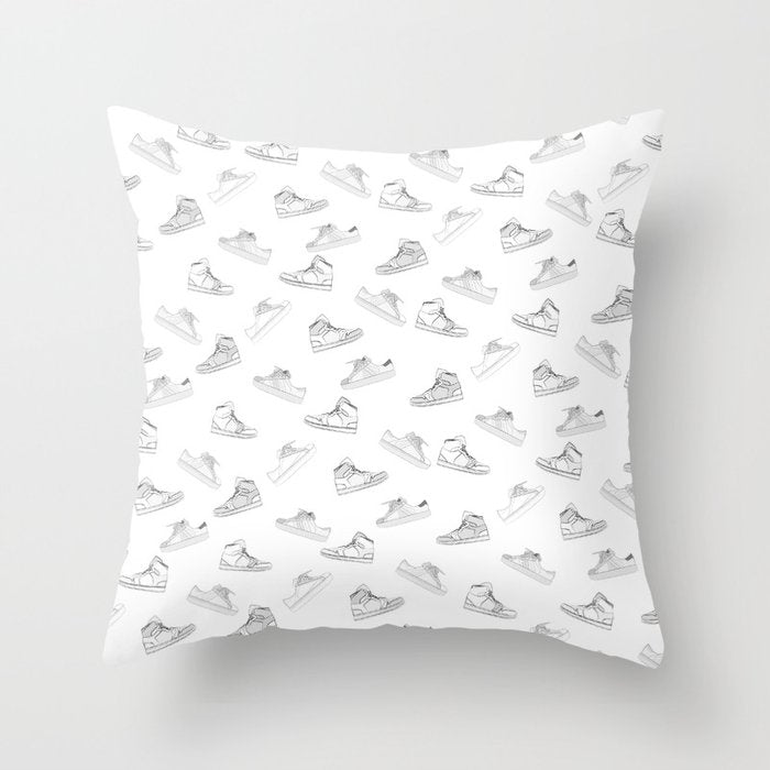 sneaker shoe pattern - retro sneaker illustration design Throw Pillow Gallery Image 6