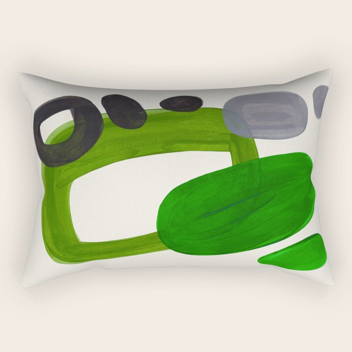 Minimalist Modern Mid Century Colorful Abstract Shapes Olive Green Retro Funky Shapes 60's Vintage Rectangular Pillow Gallery Image 1
