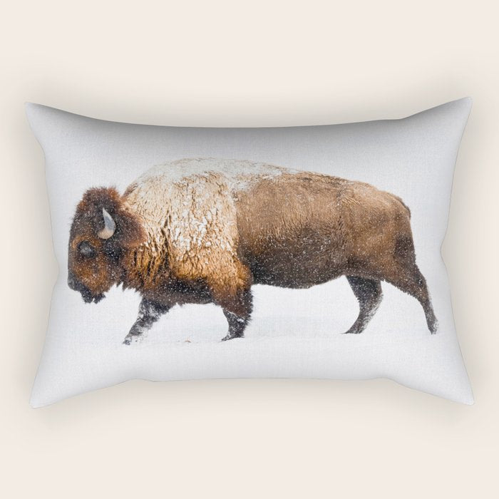 Buffalo In The Snow Rectangular Pillow Gallery Image 1