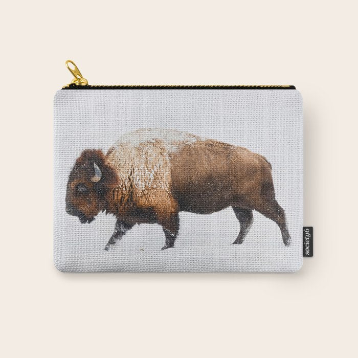 Buffalo In The Snow Carry All Pouch Gallery Image 1