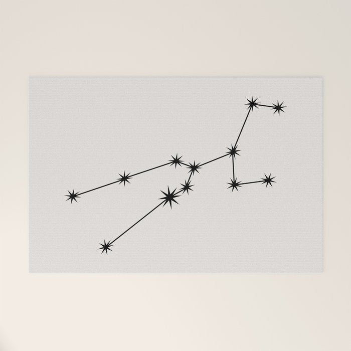 Taurus Zodiac Star Constellation Line Art White Welcome Mat Gallery Image 1