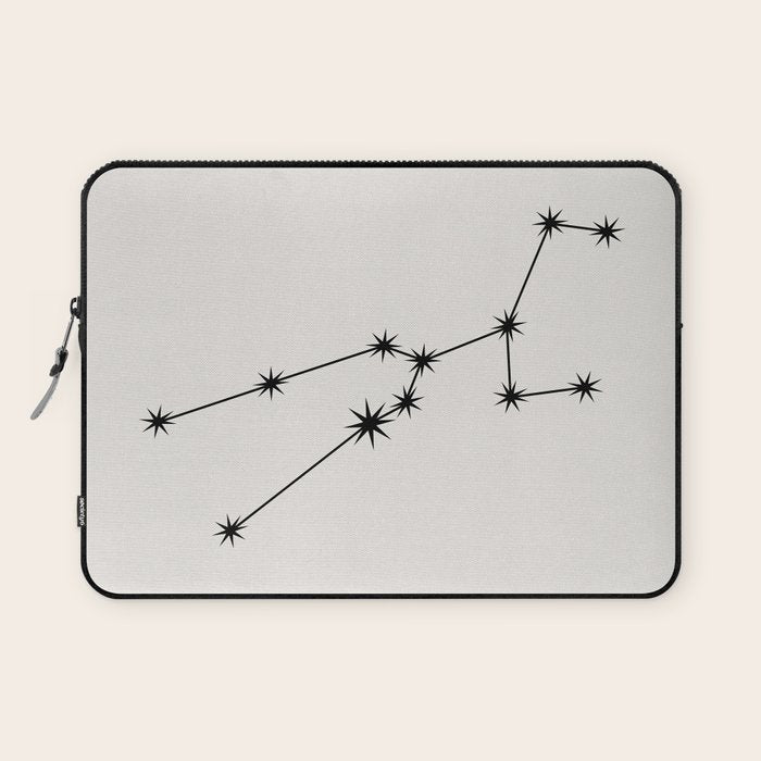 Taurus Zodiac Star Constellation Line Art White Laptop Sleeve Gallery Image 1