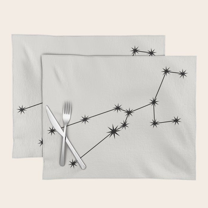 Taurus Zodiac Star Constellation Line Art White Placemat Gallery Image 1
