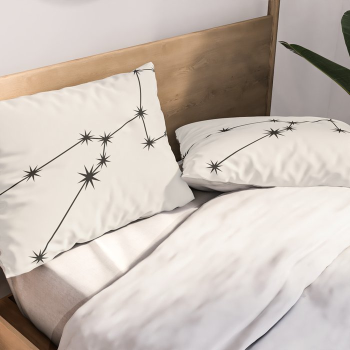 Taurus Zodiac Star Constellation Line Art White Pillow Sham Gallery Image 2