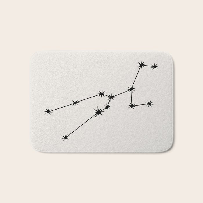 Taurus Zodiac Star Constellation Line Art White Bath Mat Gallery Image 1