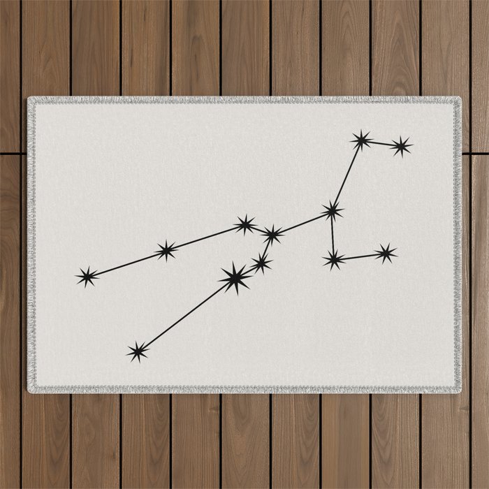 Taurus Zodiac Star Constellation Line Art White Outdoor Rug Gallery Image 1