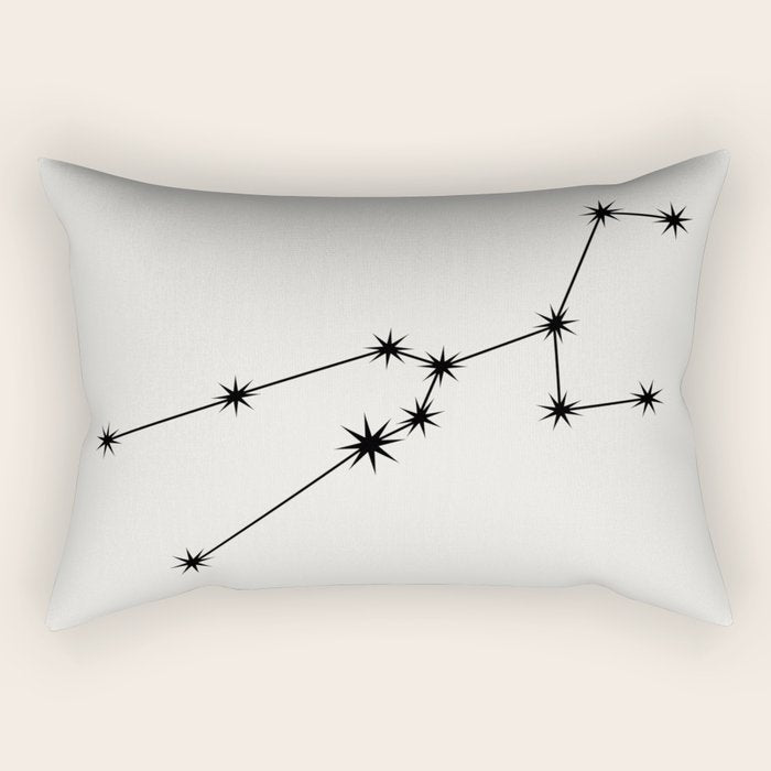 Taurus Zodiac Star Constellation Line Art White Rectangular Pillow Gallery Image 2