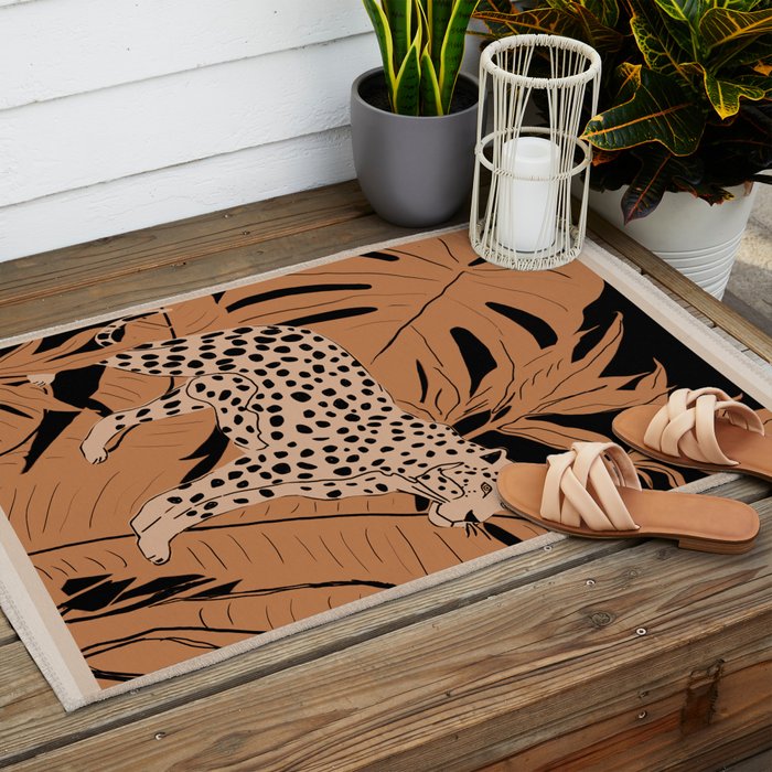 Minimal Jungle Abstract Art 1 Outdoor Rug Gallery Image 2