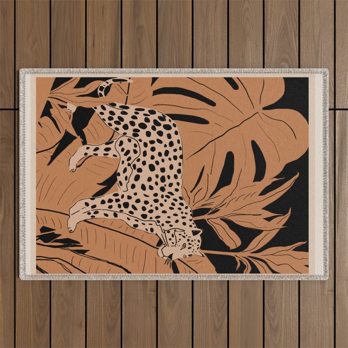 Minimal Jungle Abstract Art 1 Outdoor Rug Gallery Image 1
