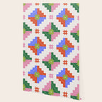Festive Quilted Starburst Pattern - Vibrant Holiday Design Wallpaper Gallery Image 2