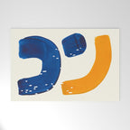 Minimalist Abstract Mid Century Modern Colorful Shape Yellow Blue Pattern Fun Art Welcome Mat Gallery Image 1