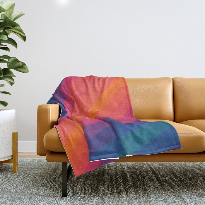 Sacred Geometric Stripes: Retro 80s Edition Throw Blanket Gallery Image 1