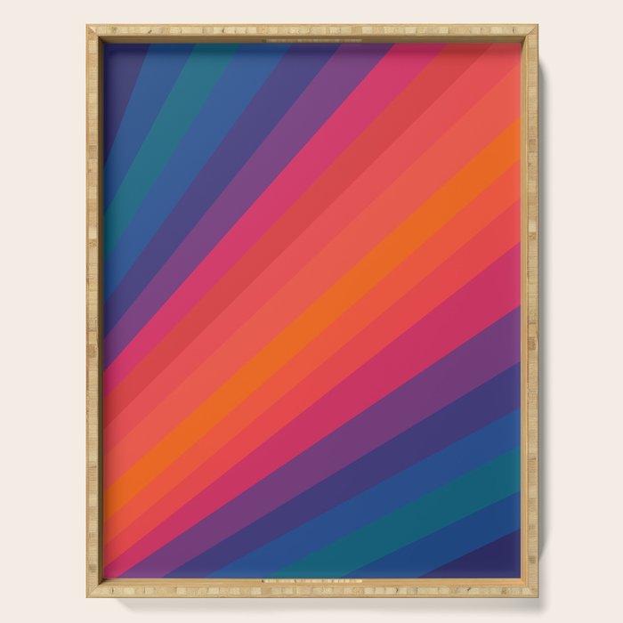 Sacred Geometric Stripes: Retro 80s Edition Serving Tray Gallery Image 1