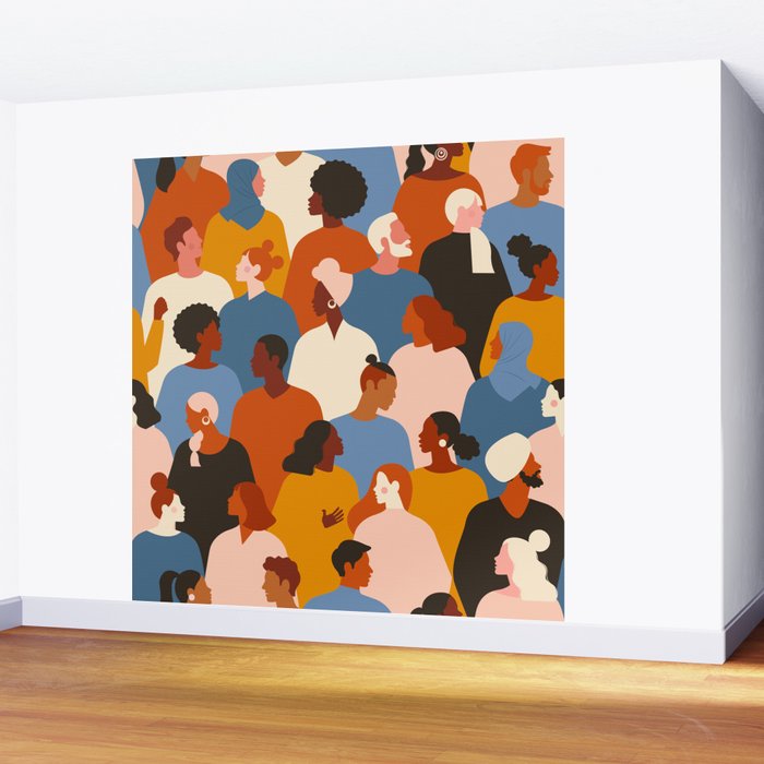 Diverse group of stylish people standing together. Wall Mural Gallery Image 2