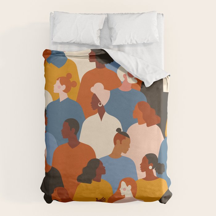 Diverse group of stylish people standing together. Duvet Cover Gallery Image 6