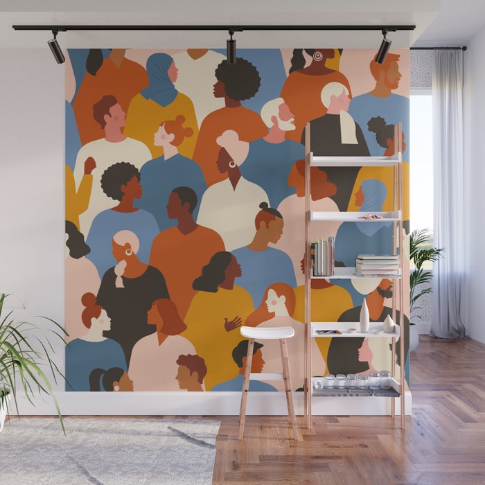 Diverse group of stylish people standing together. Wall Mural Gallery Image 1