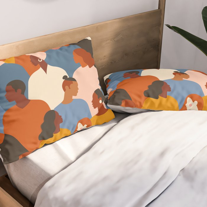 Diverse group of stylish people standing together. Pillow Sham Gallery Image 2