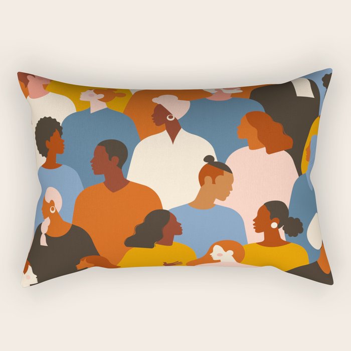 Diverse group of stylish people standing together. Rectangular Pillow Gallery Image 2