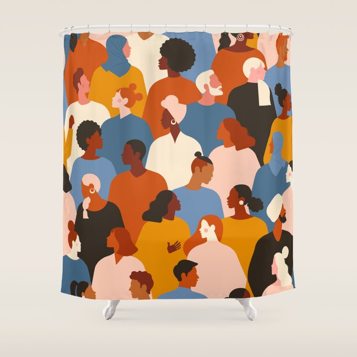 Diverse group of stylish people standing together. Shower Curtain Gallery Image 1