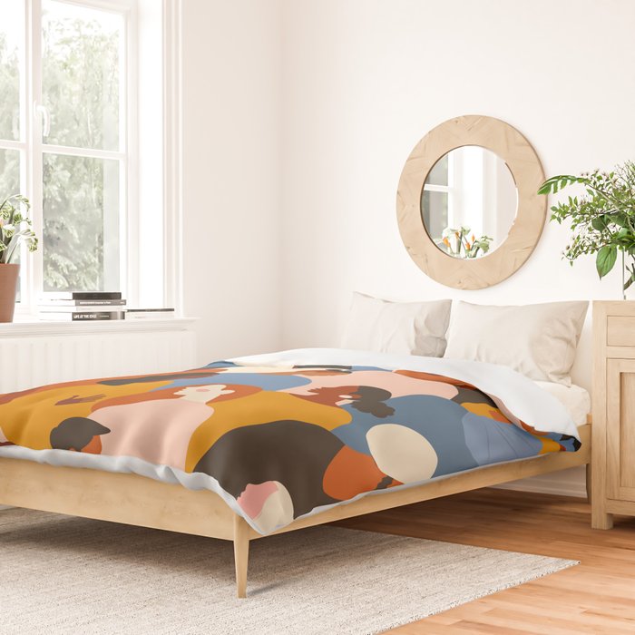 Diverse group of stylish people standing together. Duvet Cover Gallery Image 2