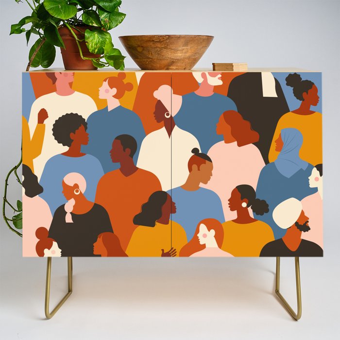 Diverse group of stylish people standing together. Credenza Gallery Image 1