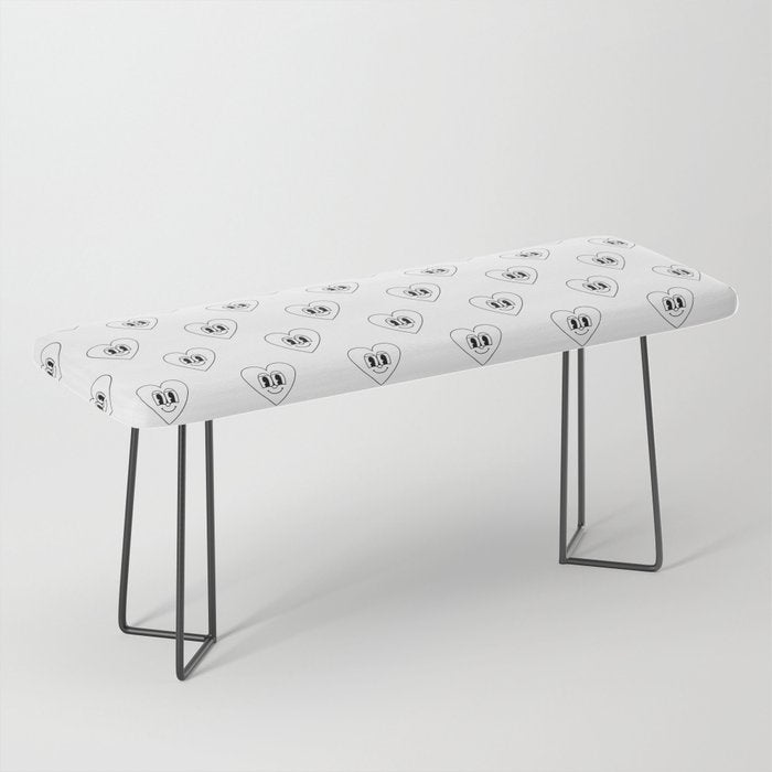 Black and white retro love heart cartoon pattern Bench Gallery Image 1