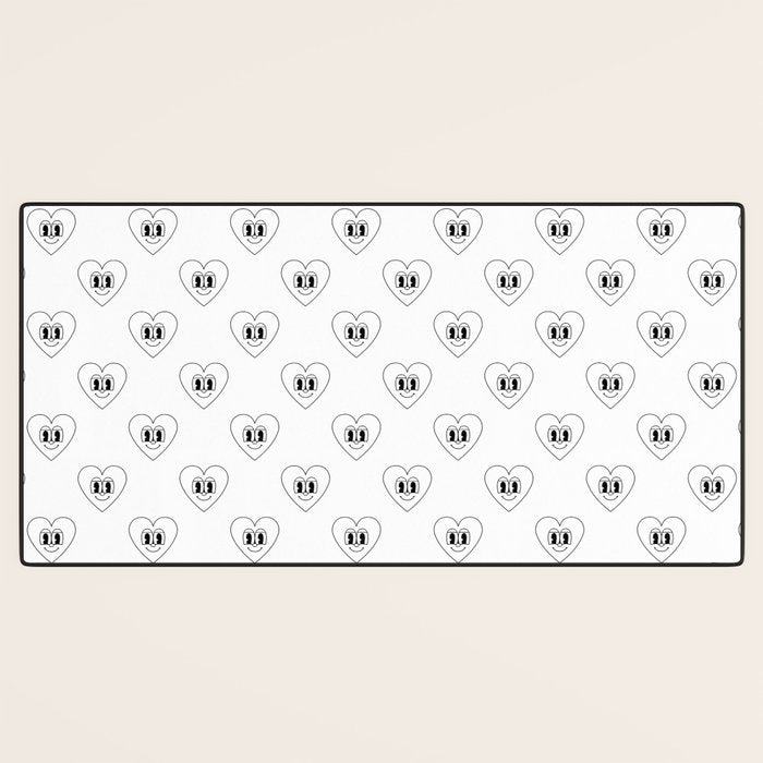 Black and white retro love heart cartoon pattern Desk Mat Gallery Image 3
