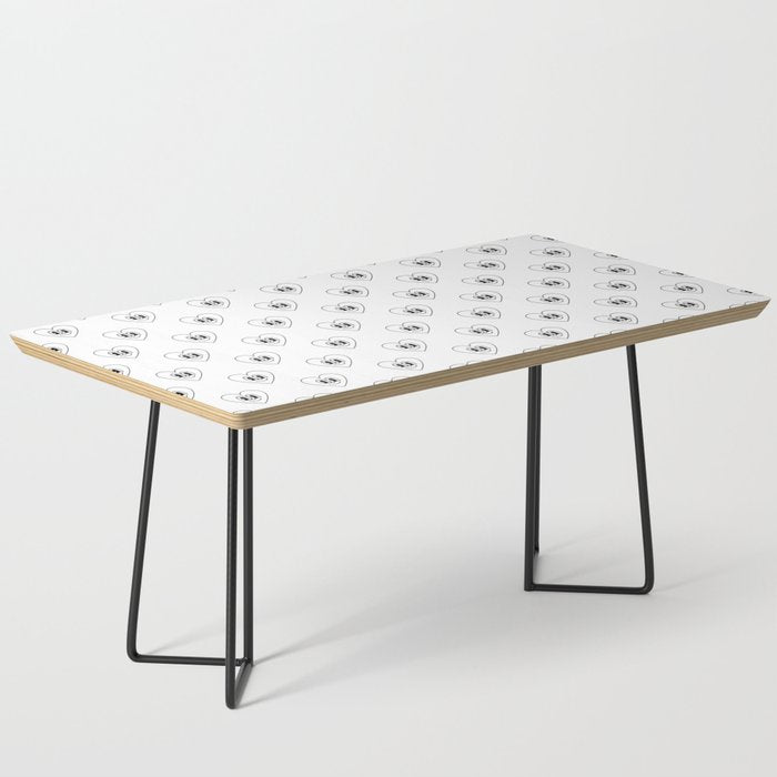 Black and white retro love heart cartoon pattern Coffee Table Gallery Image 1