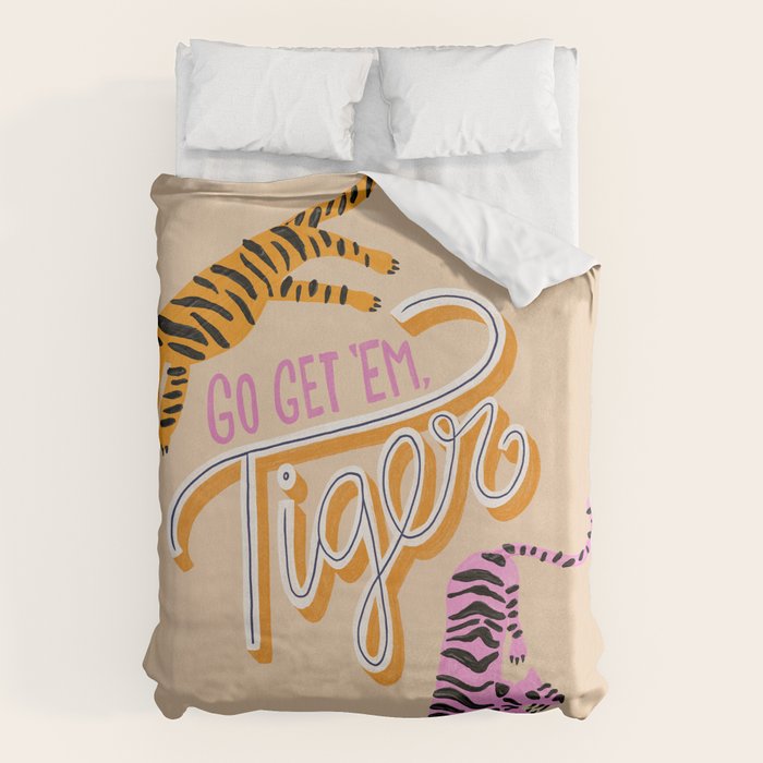 Go Get 'Em Tiger - Melon Duvet Cover Gallery Image 1