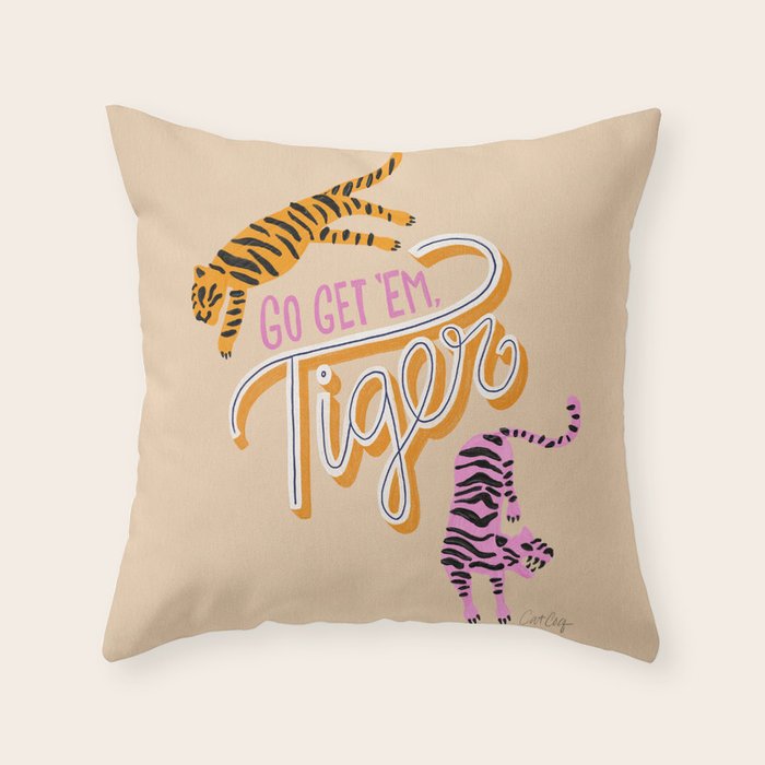 Go Get 'Em Tiger - Melon Throw Pillow Gallery Image 6