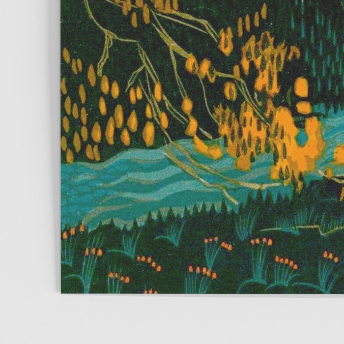 Magical Dark Fantasy Forest Woodblock Poster Gallery Image 3