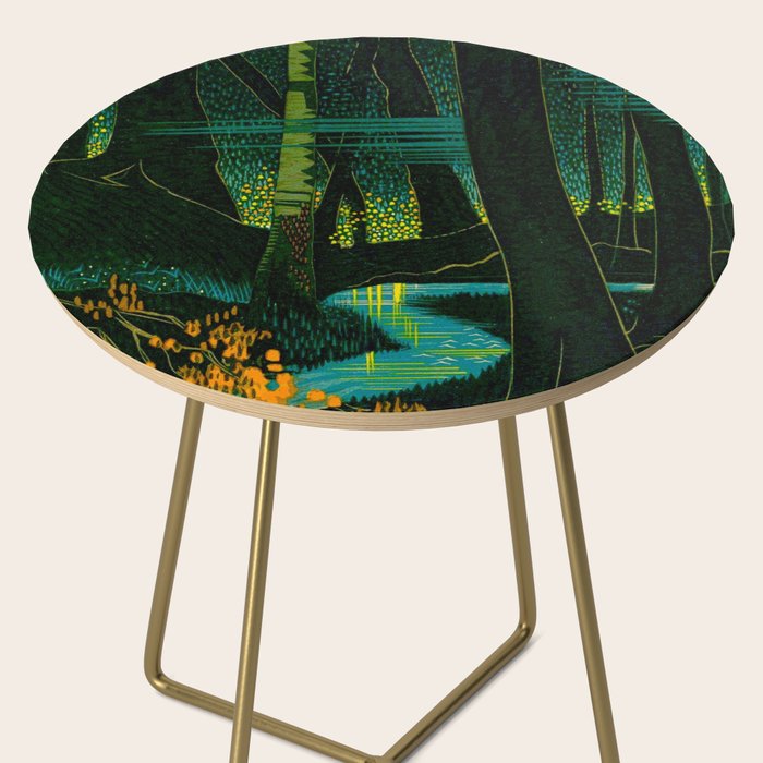 Magical Dark Fantasy Forest Woodblock Side Table Gallery Image 2