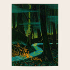 Magical Dark Fantasy Forest Woodblock Poster Gallery Image 4