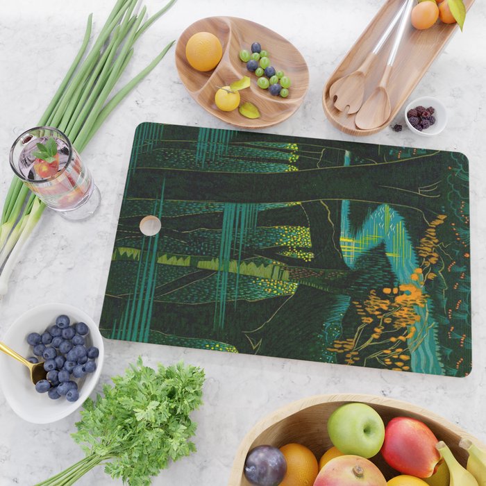 Magical Dark Fantasy Forest Woodblock Cutting Board Gallery Image 2