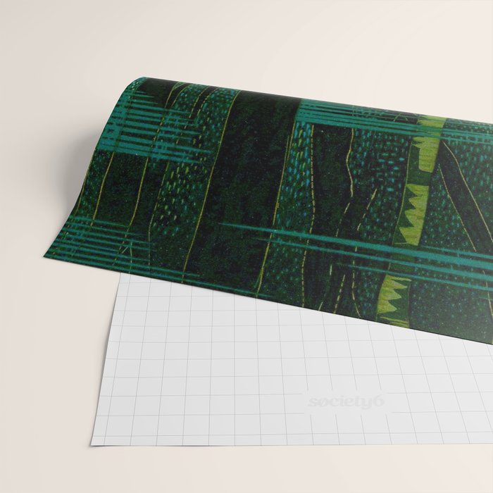 Magical Dark Fantasy Forest Woodblock Wrapping Paper Gallery Image 2