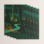 Magical Dark Fantasy Forest Woodblock Wrapping Paper Gallery Image 3
