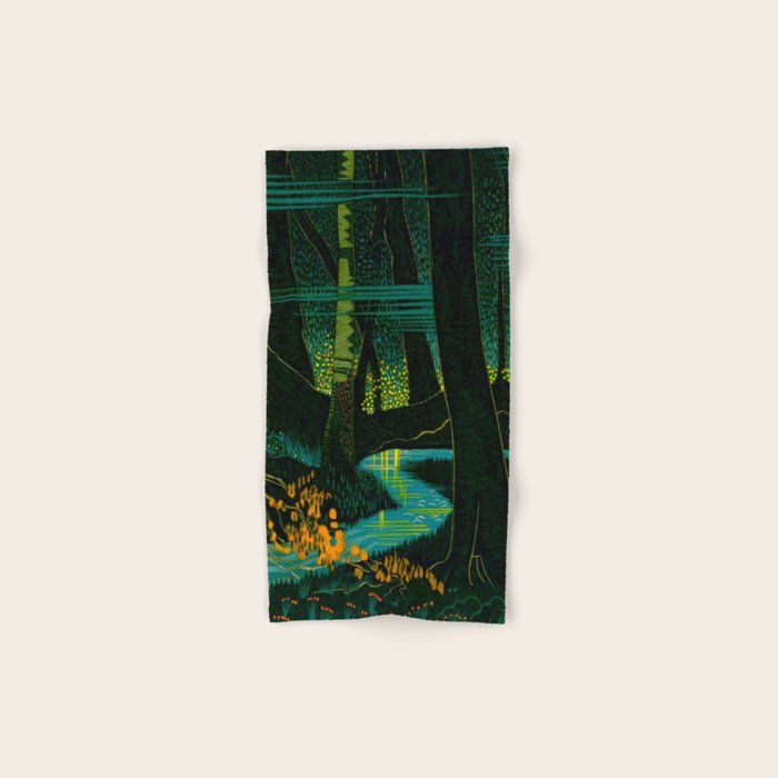 Magical Dark Fantasy Forest Woodblock Towels Gallery Image 1