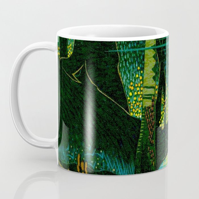 Magical Dark Fantasy Forest Woodblock Coffee Mug Gallery Image 3